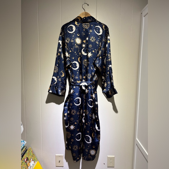 Liz Claiborne Collection navy suns moons celestial print robe large 90’s - Picture 5 of 8